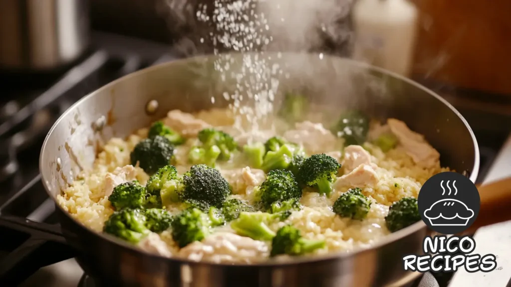 Chicken Broccoli Rice Casserole cooking