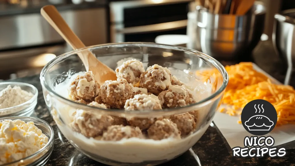 Sausage Balls with Cream Cheese Cooking