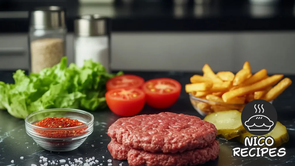 burger and fries ingredients