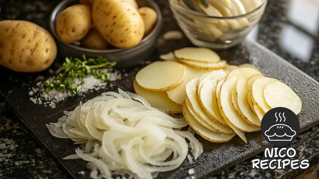 fried potatoes and onions cooking