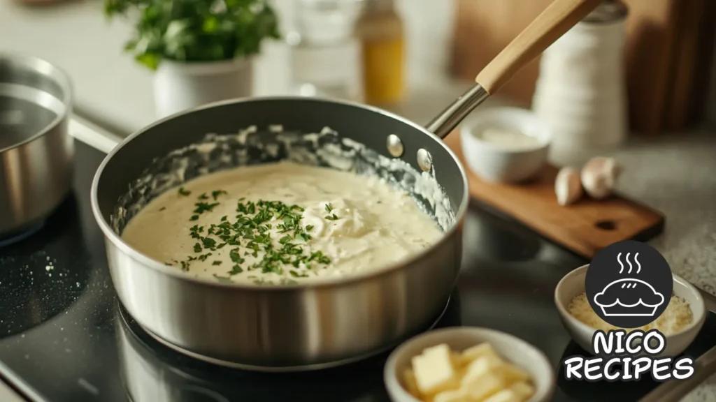 garlic parmesan sauce cooking