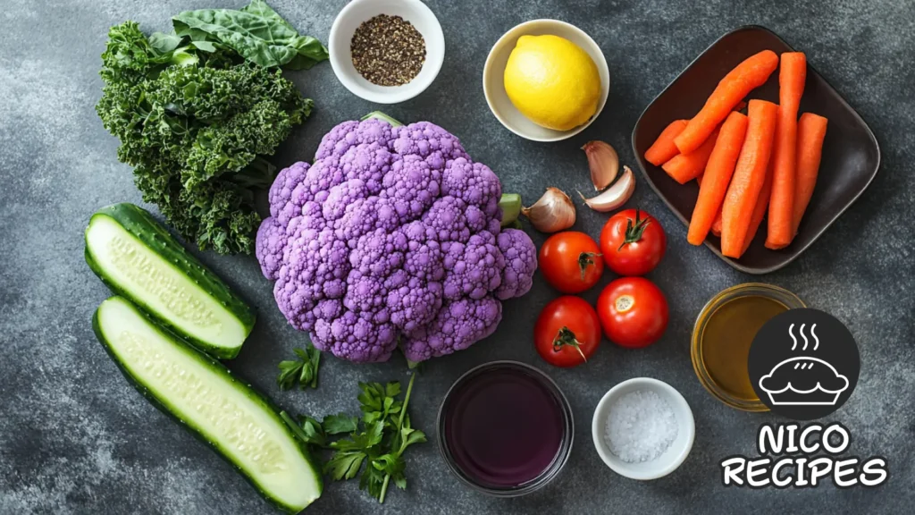 purple cauliflower salad ingredients